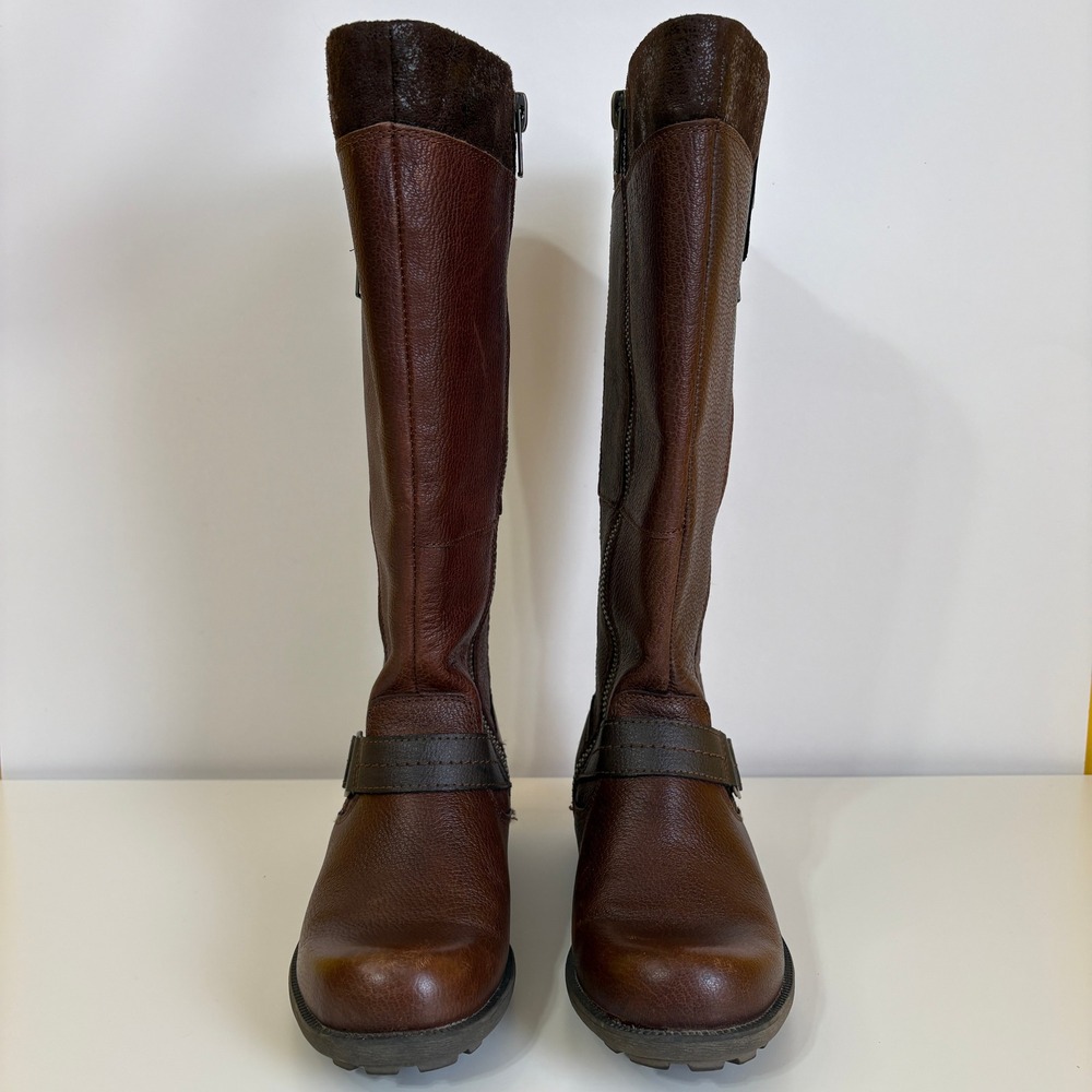 Earth Origins Women Harness Riding Equestrian Leather Boots 7.5 Brown Wide Shaft
